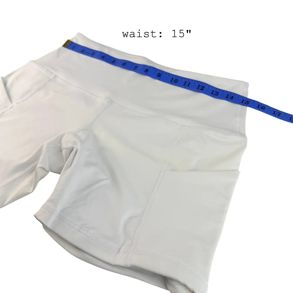 Ododos Womens High Waisted Yoga Biker Shorts with Pockets White Size Large NWT